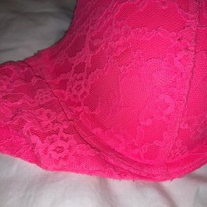 Hot pink strapless Victoria’s Secret push up bra